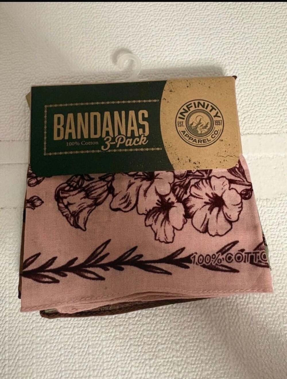 Infinity Apparel Co. Bandanas 3-Pack Size 22x22 Cotton Floral